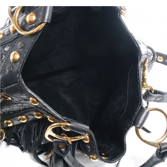 Authentic Gucci Python, Babouska Hobo Fringe, Studded bag. - Picture 8 of 9